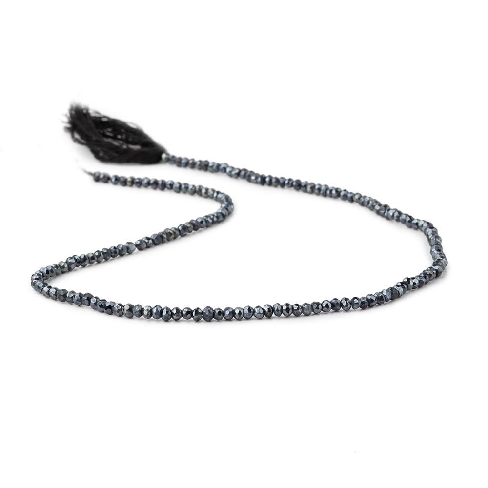 2.5-3mm Metallic Black Spinel Beads Faceted Rondelle 13.25 inch 154 pieces - BeadsofCambay.com