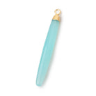 40x5mm Gold Leafed Seafoam Blue Chalcedony Plain Tube Pendant 1 piece - BeadsofCambay.com