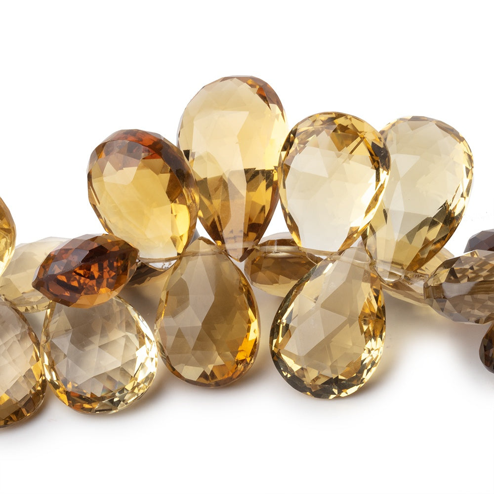 20x15-25x16mm Whiskey Quartz Faceted Pear Beads 8 inch 41 pieces AAA- BeadsofCambay.com