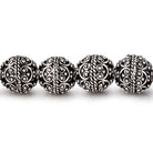 10mm Antiqued Sterling Silver Plated Copper Bali Design Round 8 inch 20 Beads - BeadsofCambay.com
