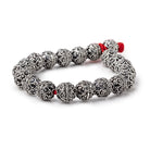 10mm Antiqued Sterling Silver Plated Copper Bali Design Round 8 inch 20 Beads - BeadsofCambay.com