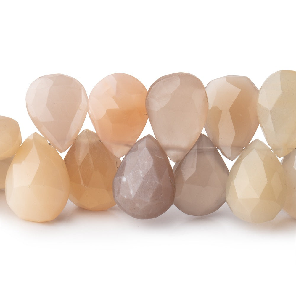 12x10-15x10mm Multi Color Moonstone faceted pear briolette 8.5 in. 46 Beads - BeadsofCambay.com