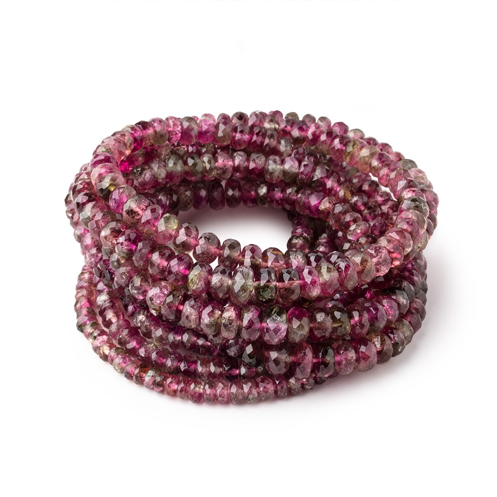 3-6mm Multi Color Tourmaline Faceted Rondelle Beads 16 inch 157 pieces AAA - BeadsofCambay.com