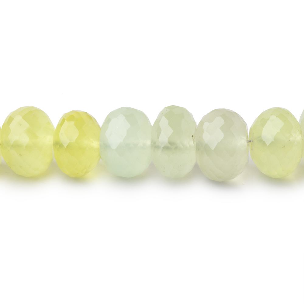7-11mm Prehnite Faceted Rondelle Beads 16 inch 63 pieces - BeadsofCambay.com