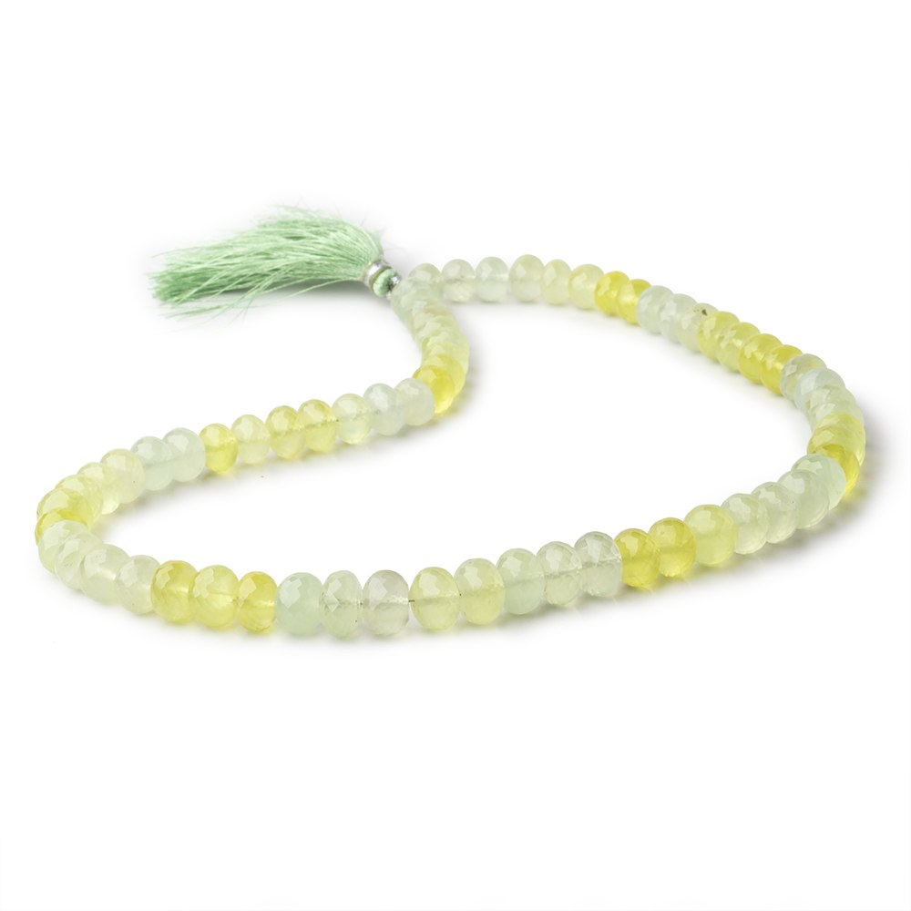7-11mm Prehnite Faceted Rondelle Beads 16 inch 63 pieces - BeadsofCambay.com