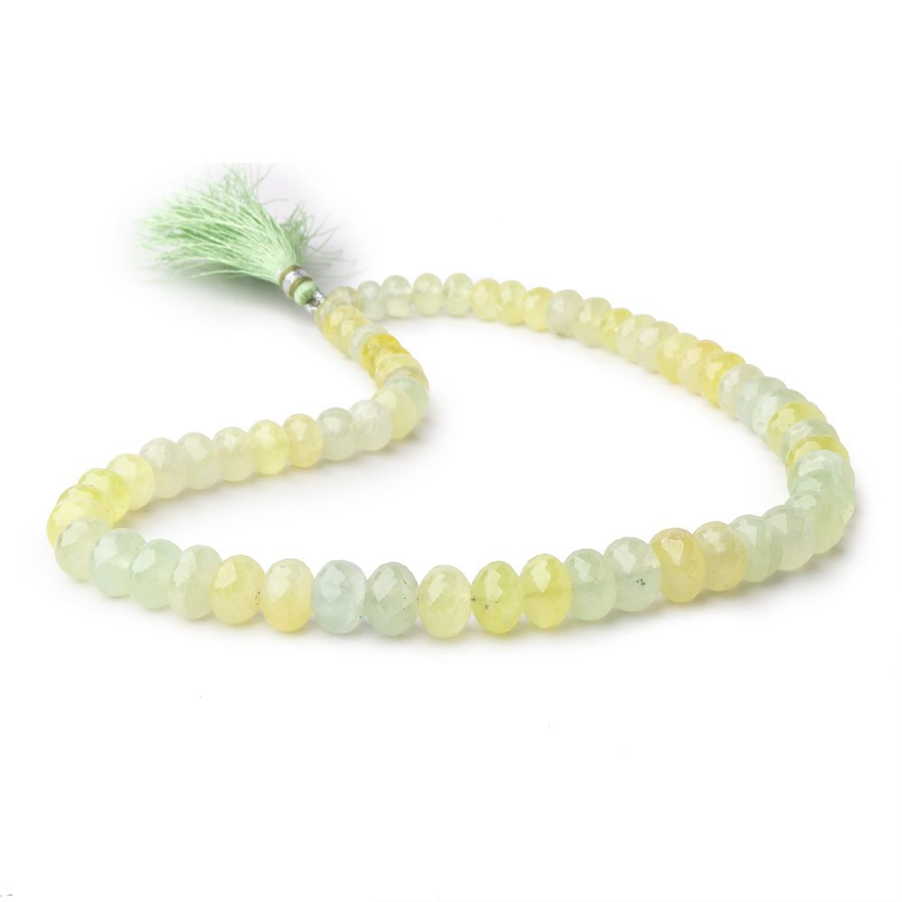 8-10mm Prehnite Faceted Rondelle Beads 16 inch 67 pieces - BeadsofCambay.com