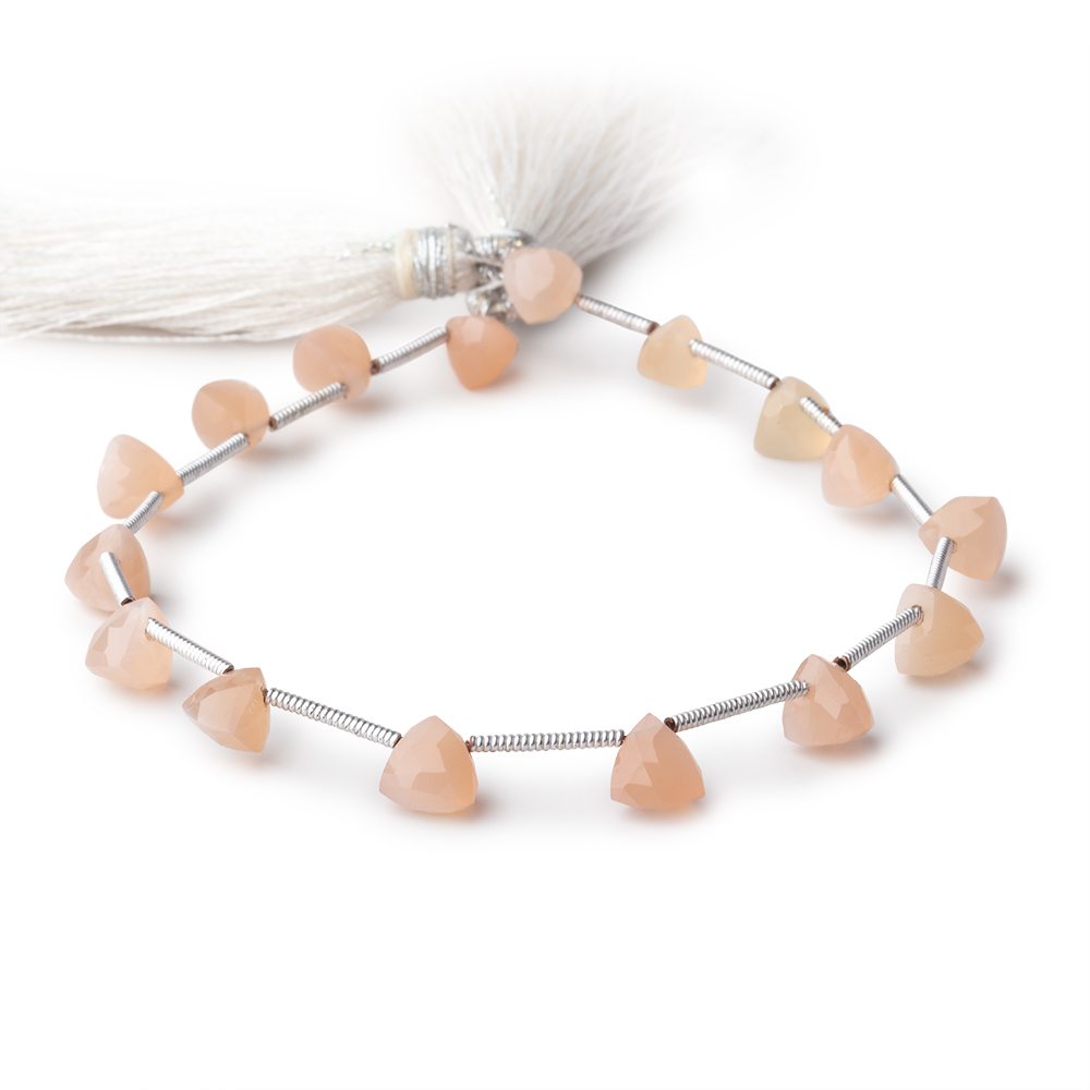 5-6mm Angel Skin Moonstone Top Drilled Trillion Beads 8 inch 16 pieces - BeadsofCambay.com