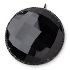 43mm Black Gold & Black CZ Bezel Black Chalcedony Coin Pendant 1 Focal Bead - Beadsofcambay.com