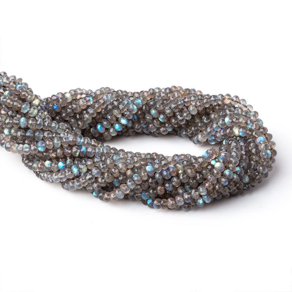 4.3mm Labradorite Micro Faceted Rondelle Beads 14 inch 110 pieces AAA - Beadsofcambay.com
