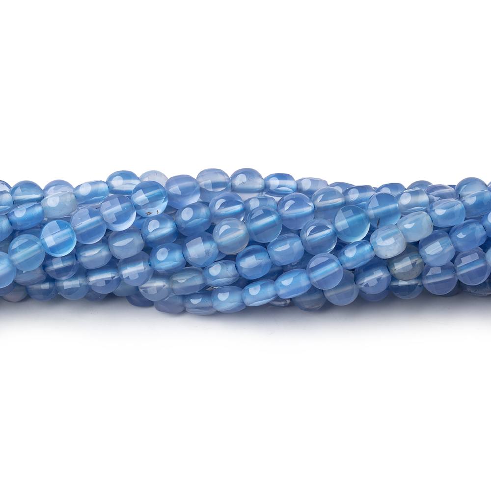 4.3mm Santorini Blue Chalcedony Checkerboard Faceted Calibrated Coins 12.5 inch 78 Beads - Beadsofcambay.com