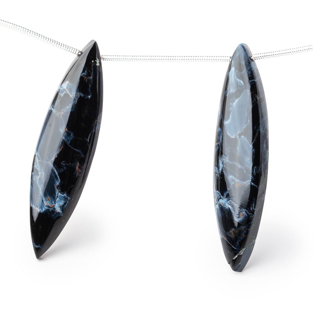43x11x7mm Pietersite Plain Marquise Focal Beads Set of 2 - Beadsofcambay.com