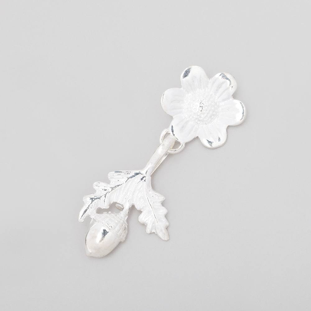 43x17.5mm Sterling Silver Hook and Eye Clasp Daisy and Acorn 1 piece - Beadsofcambay.com