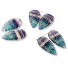 43x22mm Fluorite Hand Carved Leaf Set of 2 Focal Beads AAA - Beadsofcambay.com