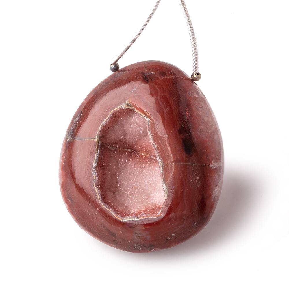 43x36mm Cranberry Red Agate Drusy Freeform Focal 1 piece - Beadsofcambay.com