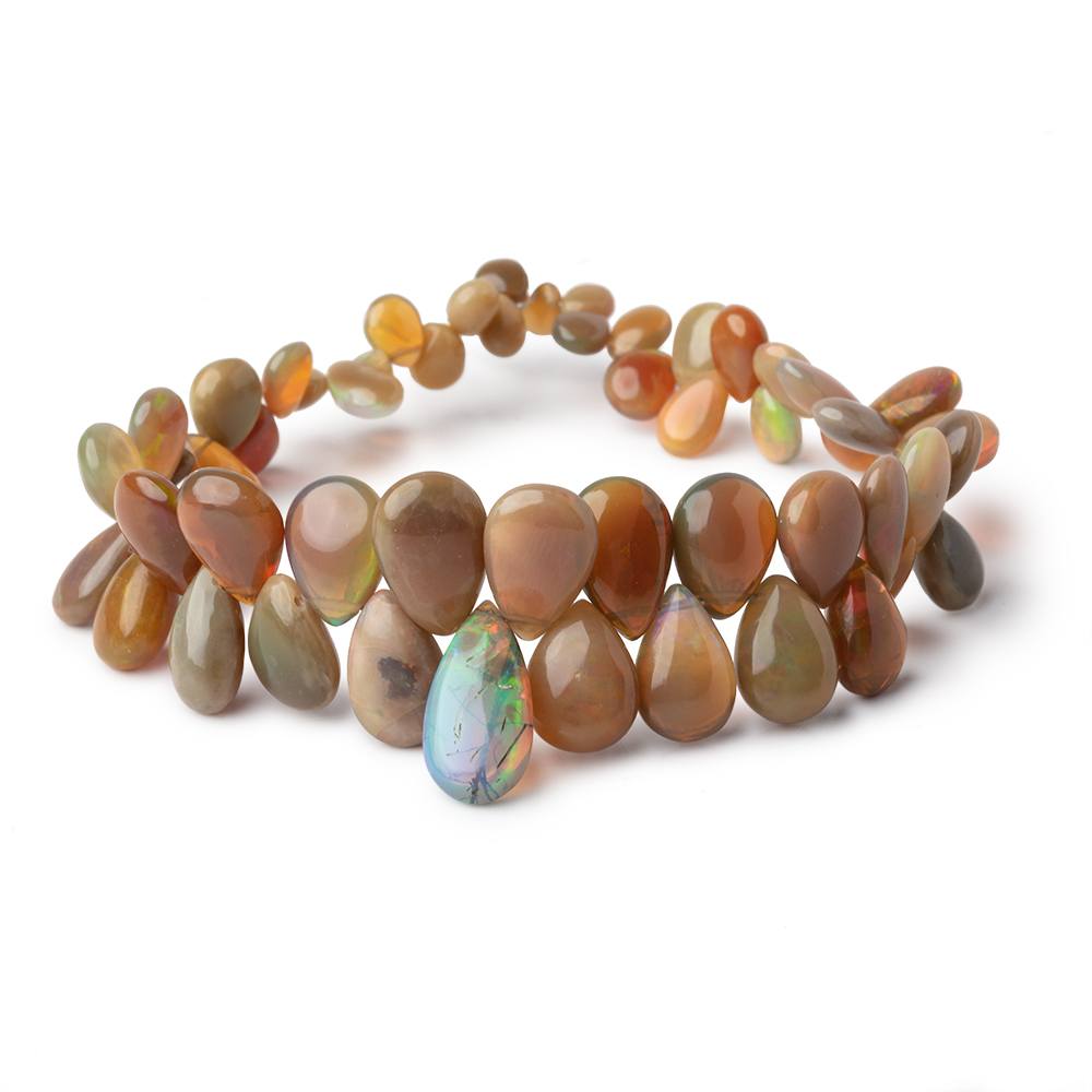 5x3-15x8mm Golden Ethiopian Opal Plain Pear Beads 8 inch 55 pieces AA Grade - BeadsofCambay.com