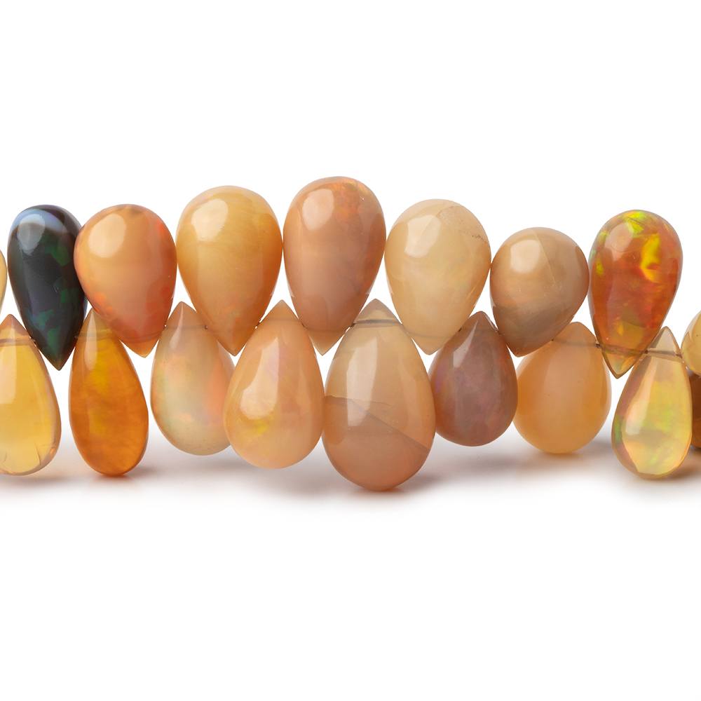 7-13mm Ethiopian Opal Plain Tear Drop Beads 6.5 inch 56 pieces - BeadsofCambay.com