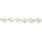 5-5.5mm Ceylon Moonstone faceted rondelles on .925 Sterling Silver Chain - BeadsofCambay.com
