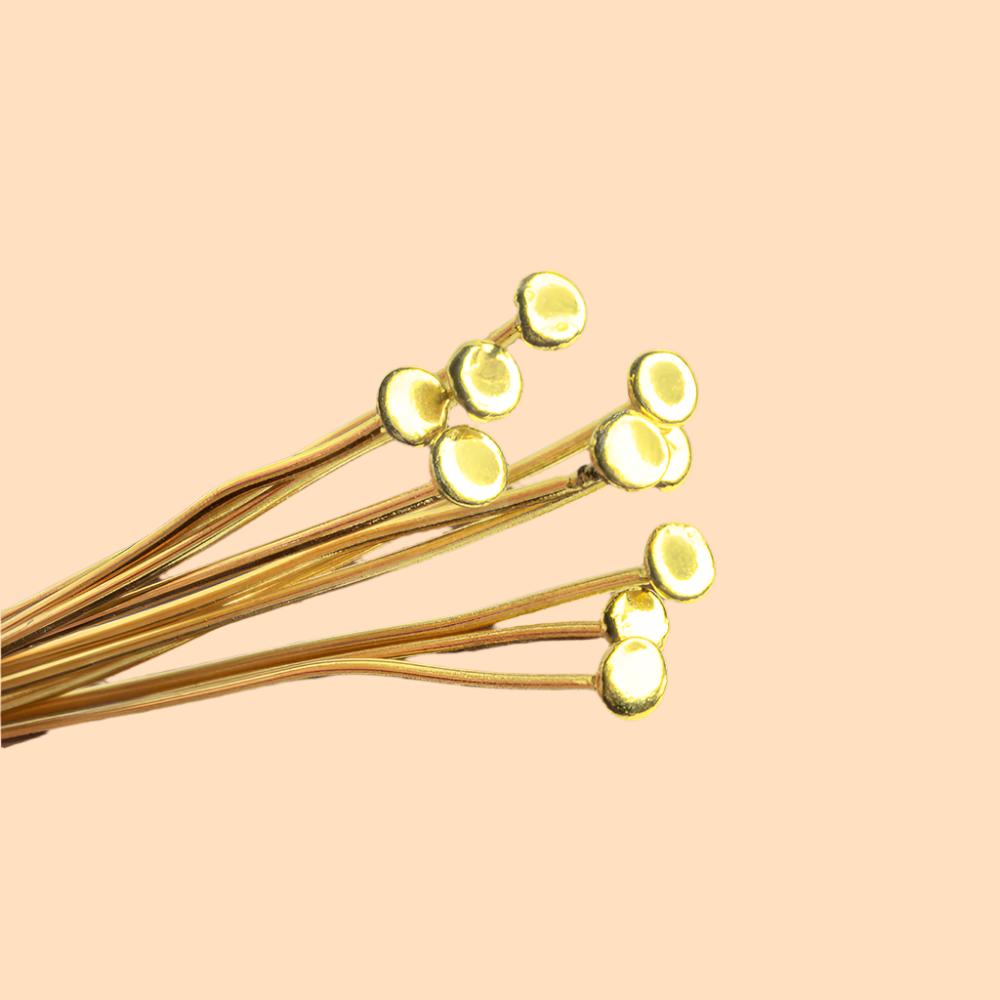 3" length Vermeil Disc Headpin, 22 Gauge Wire, 10 pieces per Bag view 2