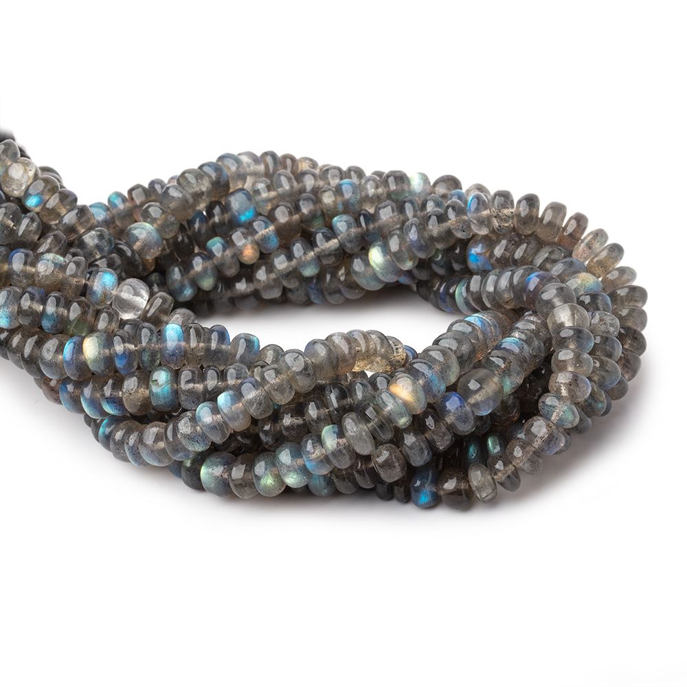 6-7mm  Labradorite Plain Rondelle Beads 9.75 inch 69 pieces - BeadsofCambay.com