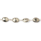 9x6mm Pyrite faceted oval Silver plated Chain by the foot 21 pieces - BeadsofCambay.com