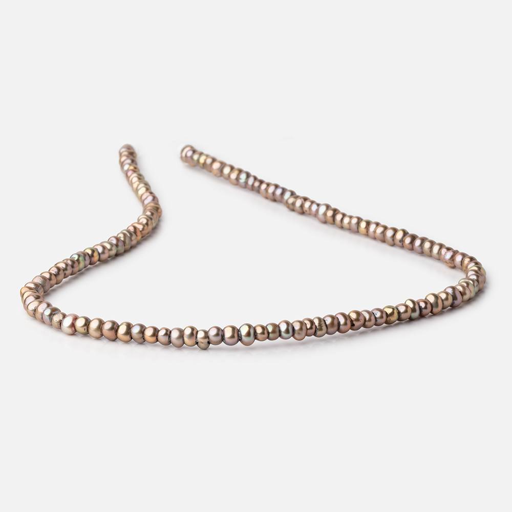 5mm Khaki Green 2.5mm Large Hole Off Round Pearls 15 inch 115 Beads - BeadsofCambay.com