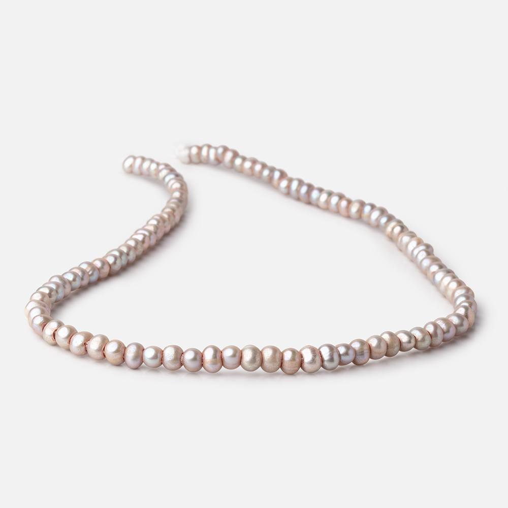 5-6mm Pinkish Gray 2.5mm Large Hole Off Round Pearls 15 inch 93 Beads - BeadsofCambay.com