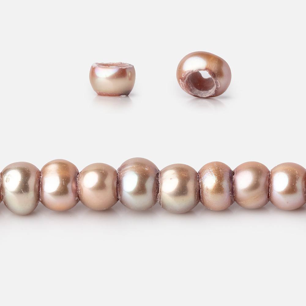 5mm Rosé Champagne 2.5mm Large Hole Off Round Pearls 15 inch 115 Beads - BeadsofCambay.com