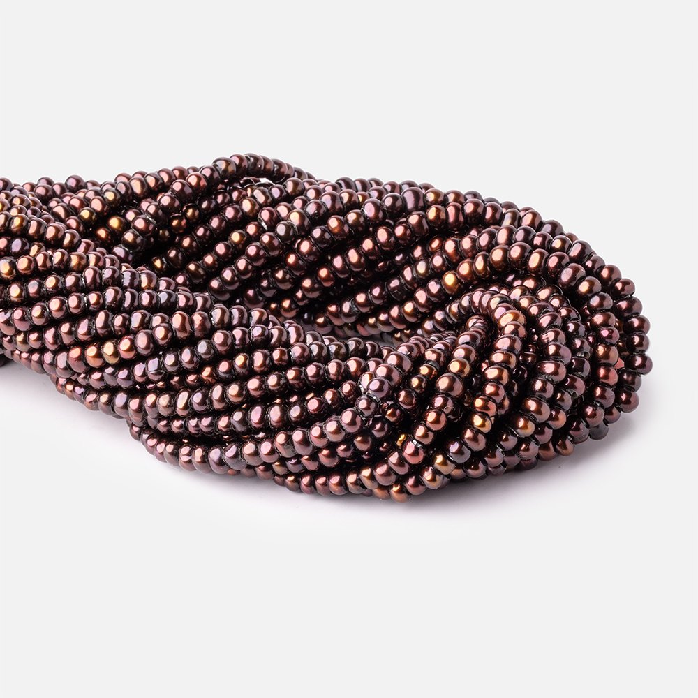 5mm Chocolate 2.5mm Large Hole Off Round Pearls 15 inch 122 Beads - BeadsofCambay.com