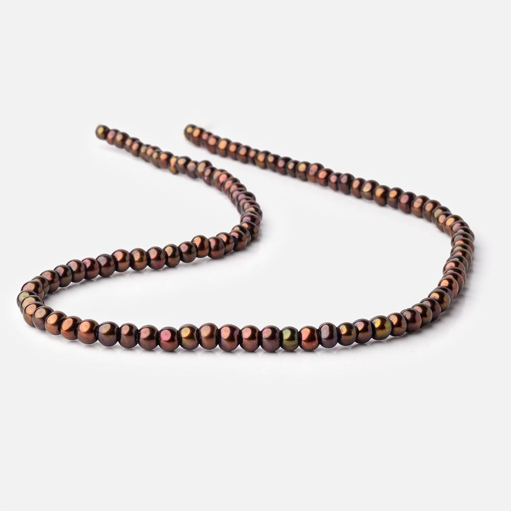 5mm Pistachio Brown 2.5mm Large Hole Off Round Pearls 15 inch 122 Beads - BeadsofCambay.com