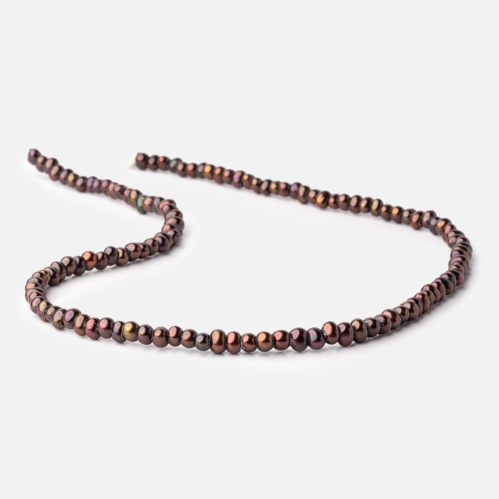 5mm Chocolate Raspberry 2.5mm Large Hole Off Round Pearls 15 inch 122 Beads - BeadsofCambay.com