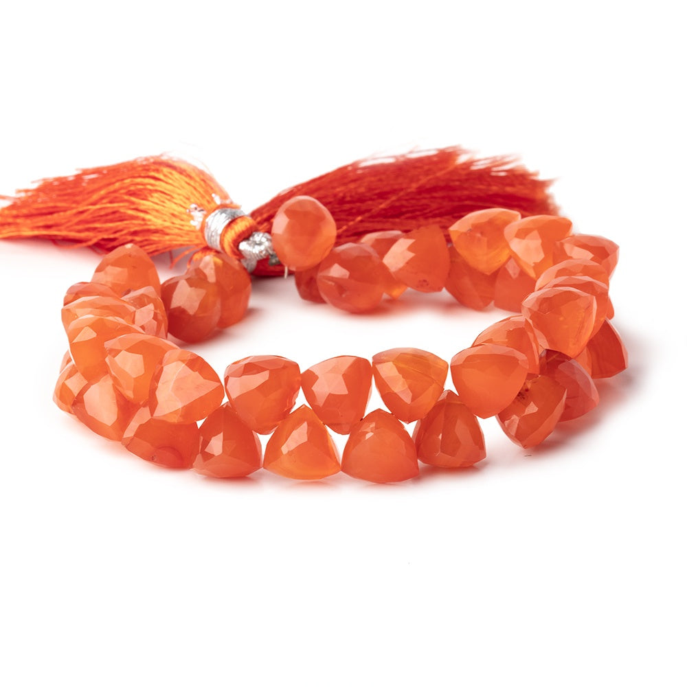 8-9mm Carnelian Faceted Trillion Top Drilled Beads 7.5 inch 38 pieces view 1