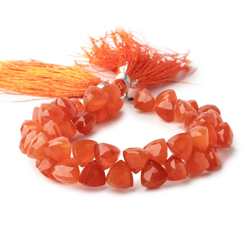 8-9mm Carnelian Top Drilled Faceted Trillion Beads 7.5 inch 40 pieces AAA view 1