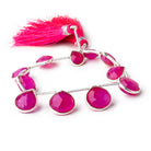 10mm Silver Bezeled Fuchsia Chalcedony Faceted Heart Beads 7 inch 11 pieces view 1