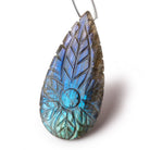 44.5x22mm Labradorite Hand Carved Pear Focal Bead 1 piece - Beadsofcambay.com