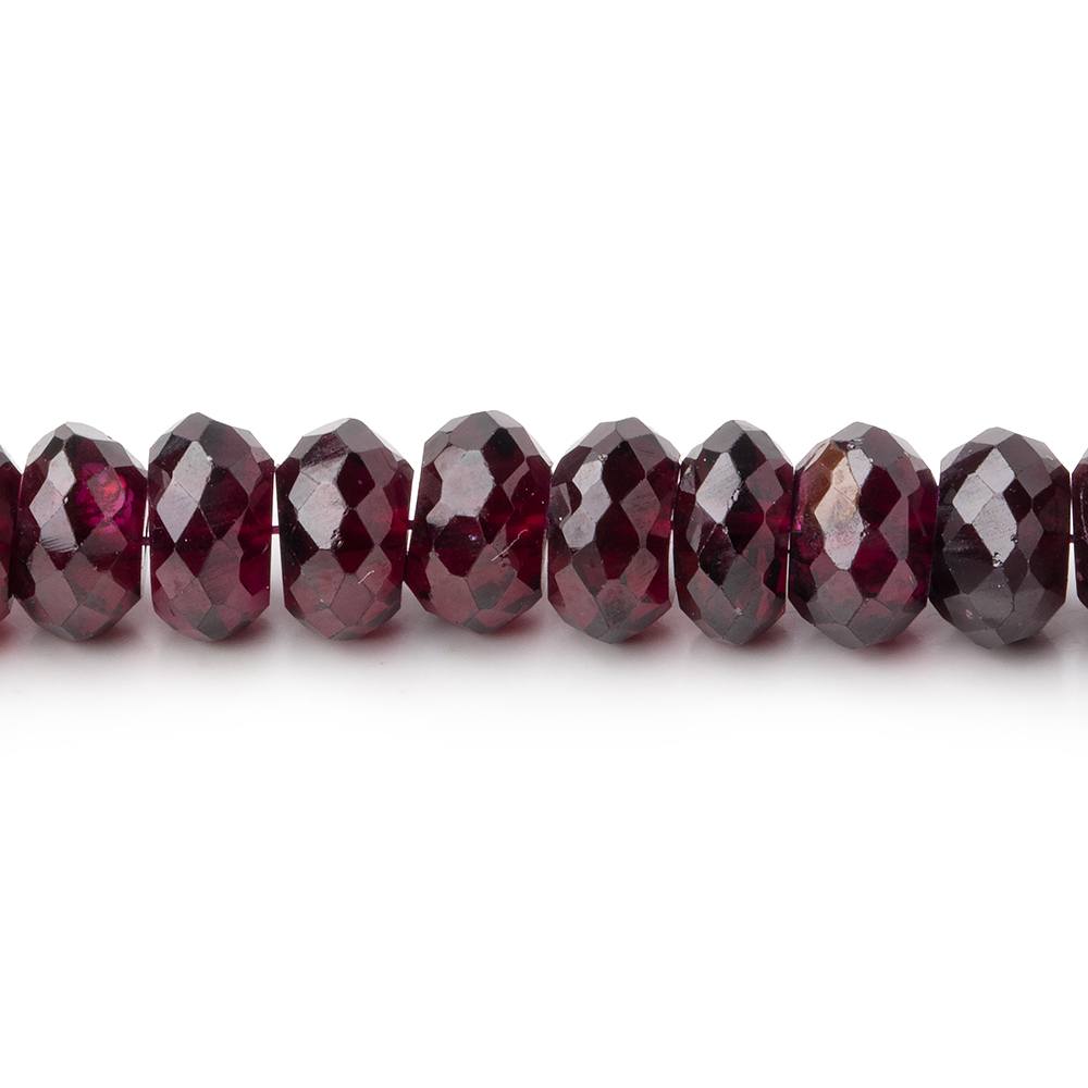 7mm Rhodolite Garnet Faceted Rondelle Beads 7.75 inch 50 pieces - BeadsofCambay.com