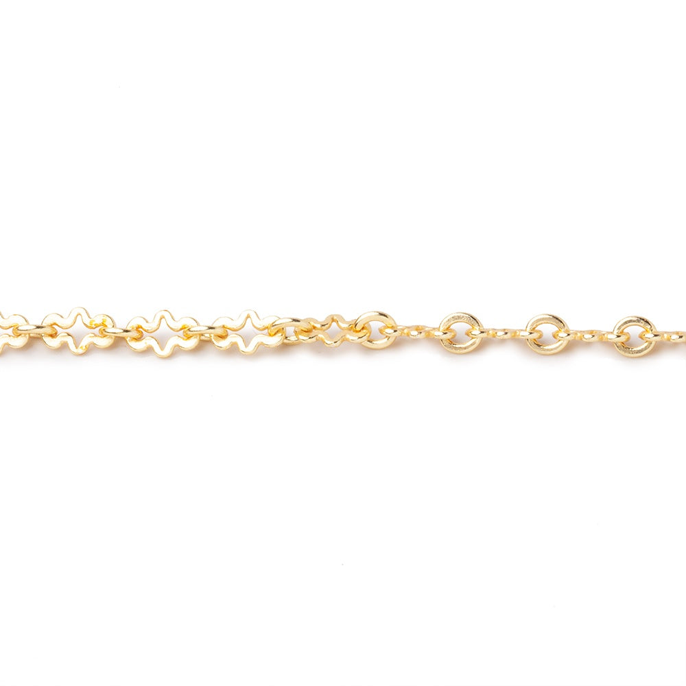 3mm 22kt Gold plated Fancy Cross Link Chain by the Foot - BeadsofCambay.com