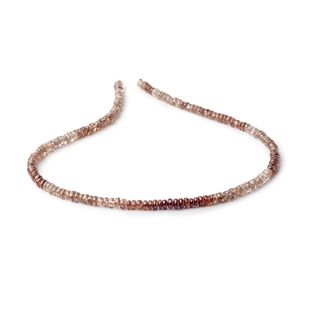 4mm Cognac and Champagne Zircon Plain Rondelle Beads 13.25 inch 154 pieces - BeadsofCambay.com