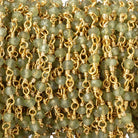 3mm Peridot Faceted Rondelles on Gold Plated Wire Wrapped Chain - BeadsofCambay.com