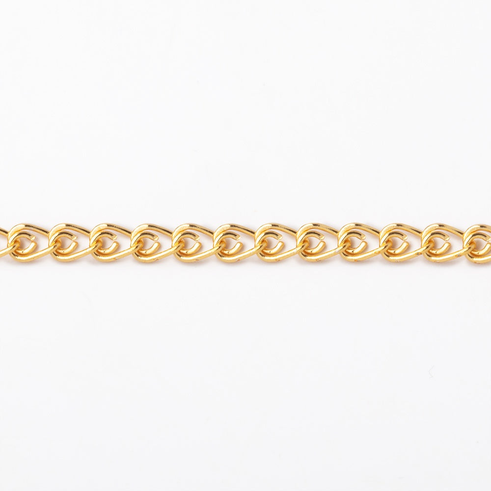 3mm 22kt Gold plated Loop Link Chain by the Foot - BeadsofCambay.com