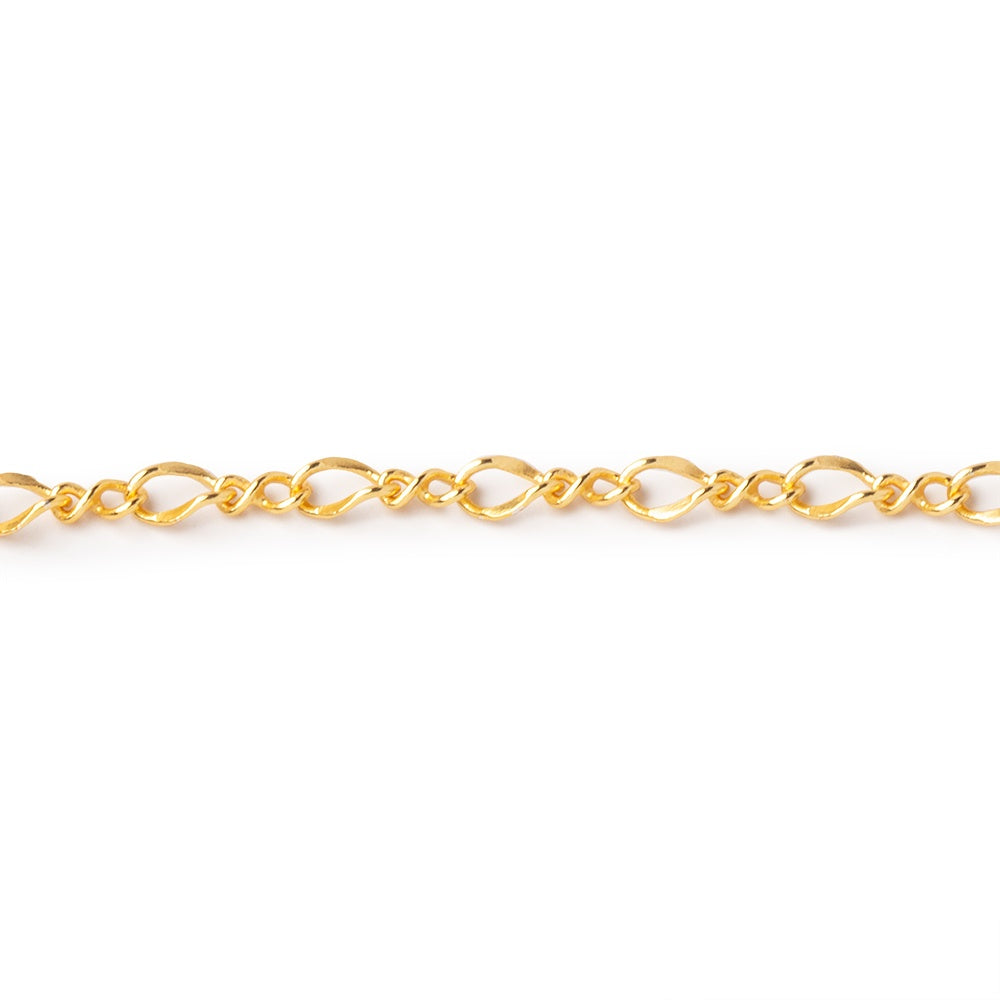 3mm 22kt Gold plated Oval and Twist Link Chain by the Foot - BeadsofCambay.com