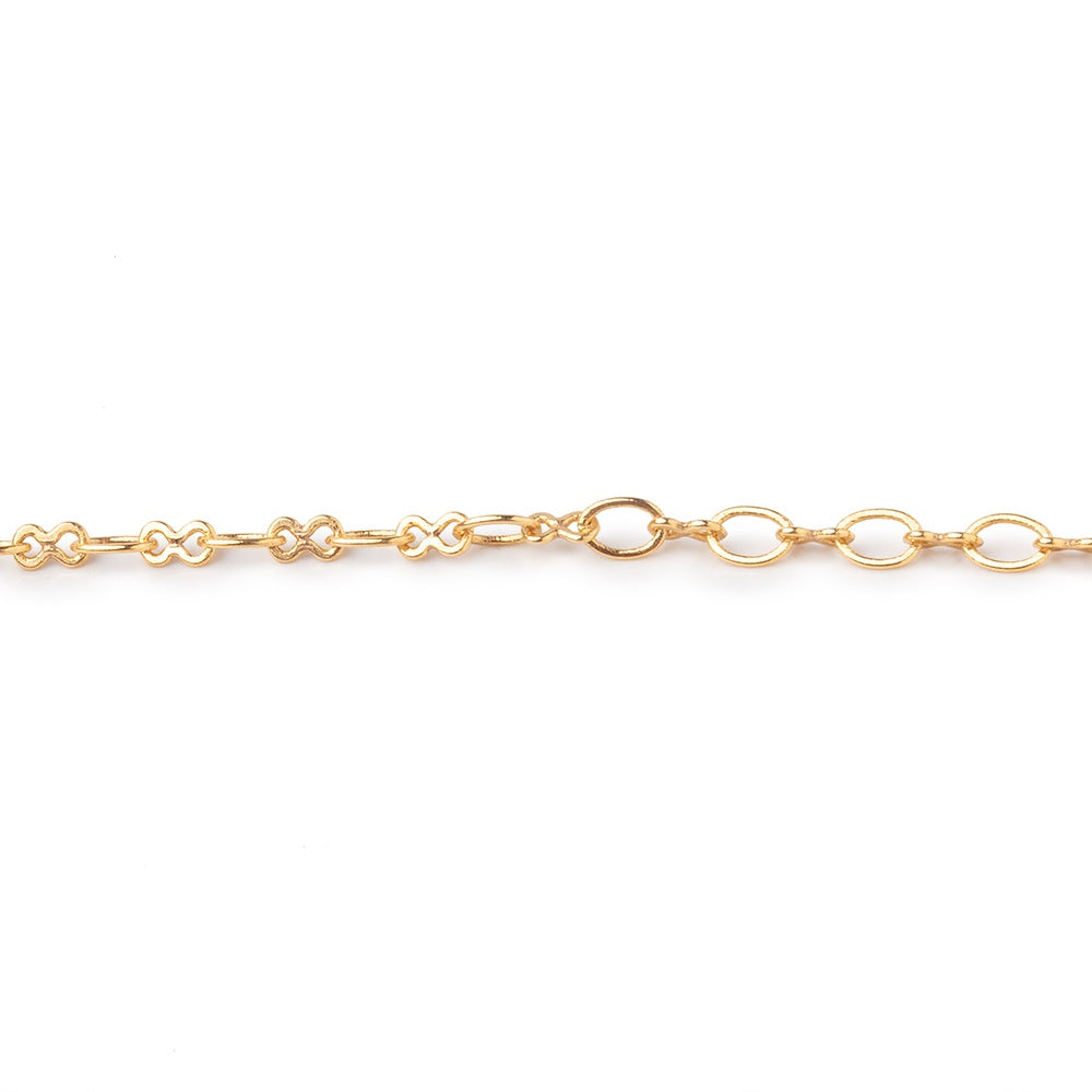 22kt Gold plated Roval and Bowtie Link Chain by the Foot - BeadsofCambay.com