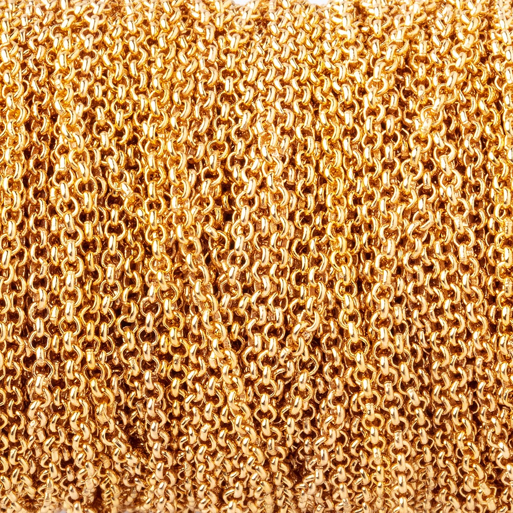 2mm 22kt Gold plated Rolo Link Chain by the Foot - BeadsofCambay.com