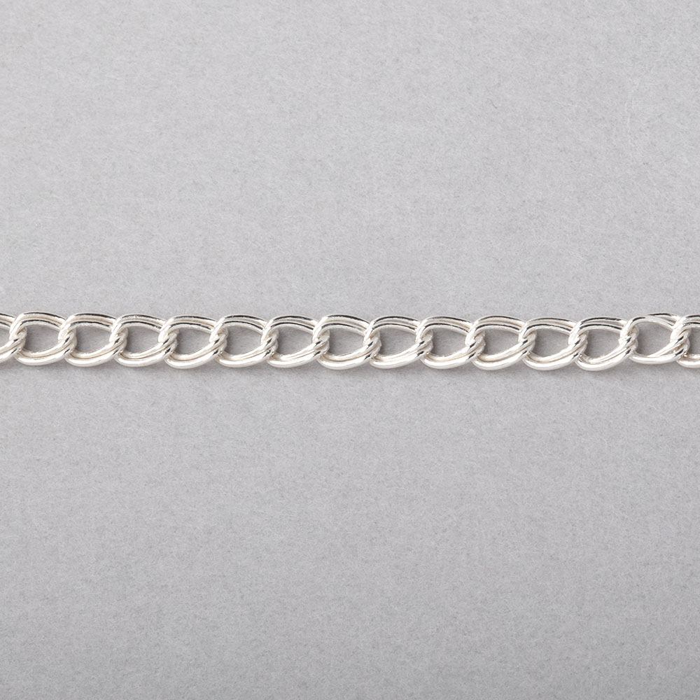 5mm Silver plated Double Link Chain by the Foot - BeadsofCambay.com