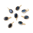 7x5mm Vermeil Bezel Sapphire Rose Cut Oval Pendant 1 piece - BeadsofCambay.com