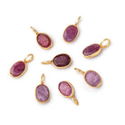 7x5mm Vermeil Bezel Ruby Rose Cut Oval Pendant 1 piece - BeadsofCambay.com