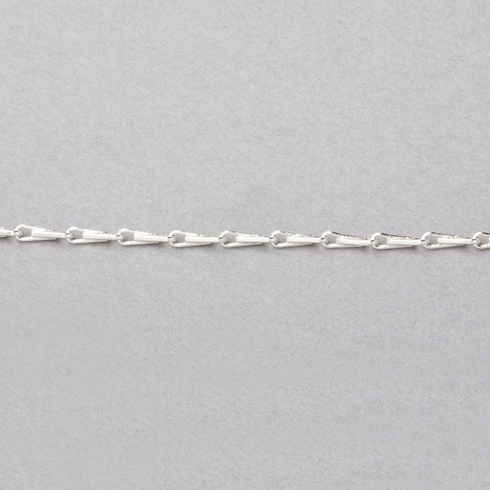 1mm Silver plated Tear Drop Link Chain by the Foot - BeadsofCambay.com