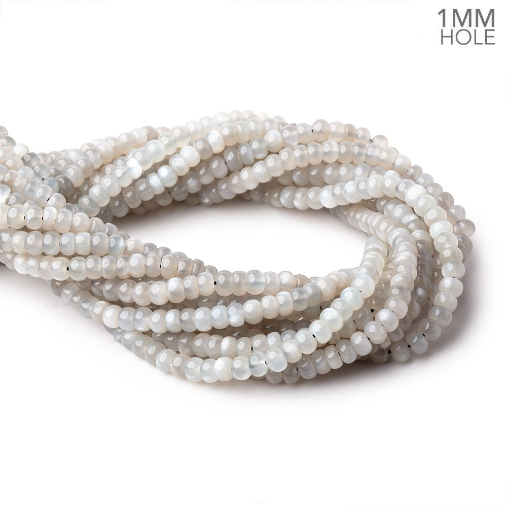 6mm Grey Moonstone Plain Rondelles 16 inch 96 Beads 1mm hole - BeadsofCambay.com