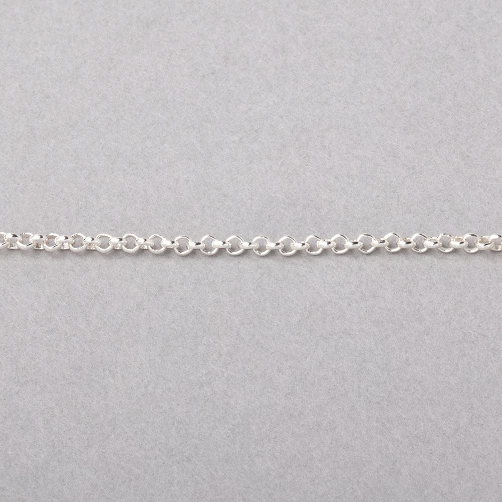 1.8mm Silver plated Rolo Link Chain by the Foot - BeadsofCambay.com