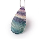 44x21mm Fluorite Hand Carved Pear Focal Bead 1 piece - Beadsofcambay.com