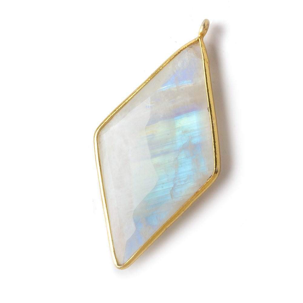 44x25mm Vermeil Bezel Rainbow Moonstone faceted kite Pendant 1 piece - Beadsofcambay.com